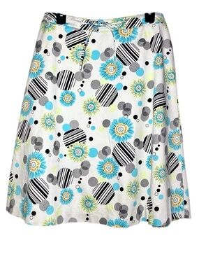 Talbots Floral A-Line Skirt in White/Black/Blue/Green Women’s 12